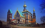 Das Bild zeigt Orthodoxe Kapelle auf der Mathildenhöhe in Darmstadt