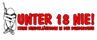 Logo der Kampagne "unter 18 nie - keine Minderjaehrigen in der Bundeswehr"